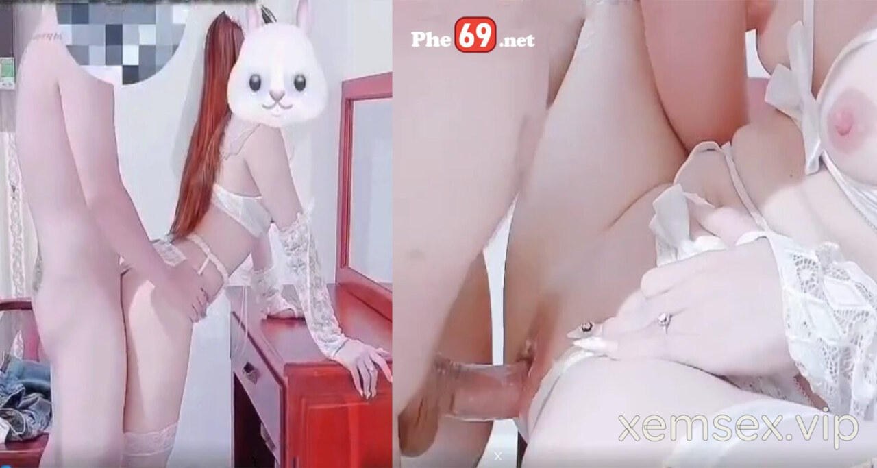 Ảnh thumbnail của Threesome Couple Bé Thỏ mặc đồ ngủ ren cosplay cô dâu (Bản Full)